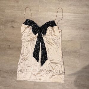 Bebe Black and Cream Sequin Camisole women’s size small